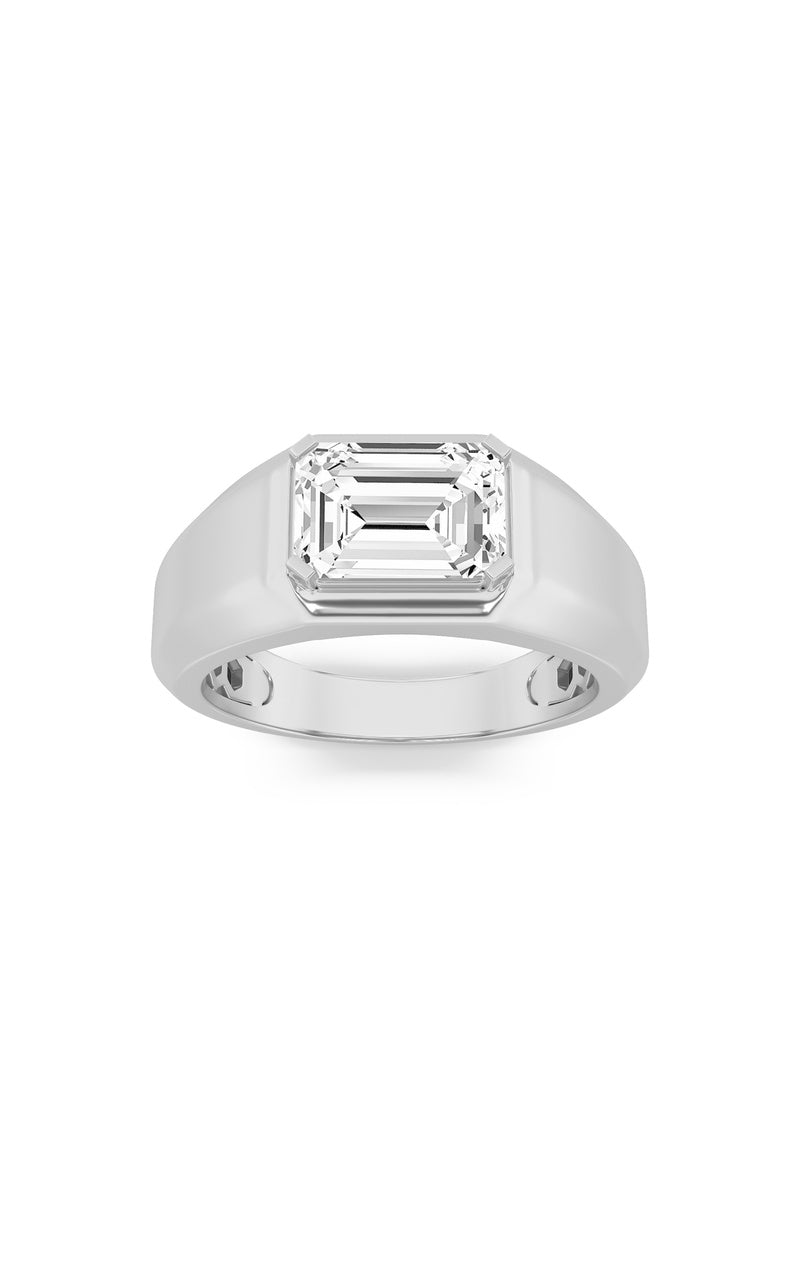 3Cttw Emerald Shaped Lab Grown Diamond (F/VS) Mens Ring in 14K  Yellow Gold