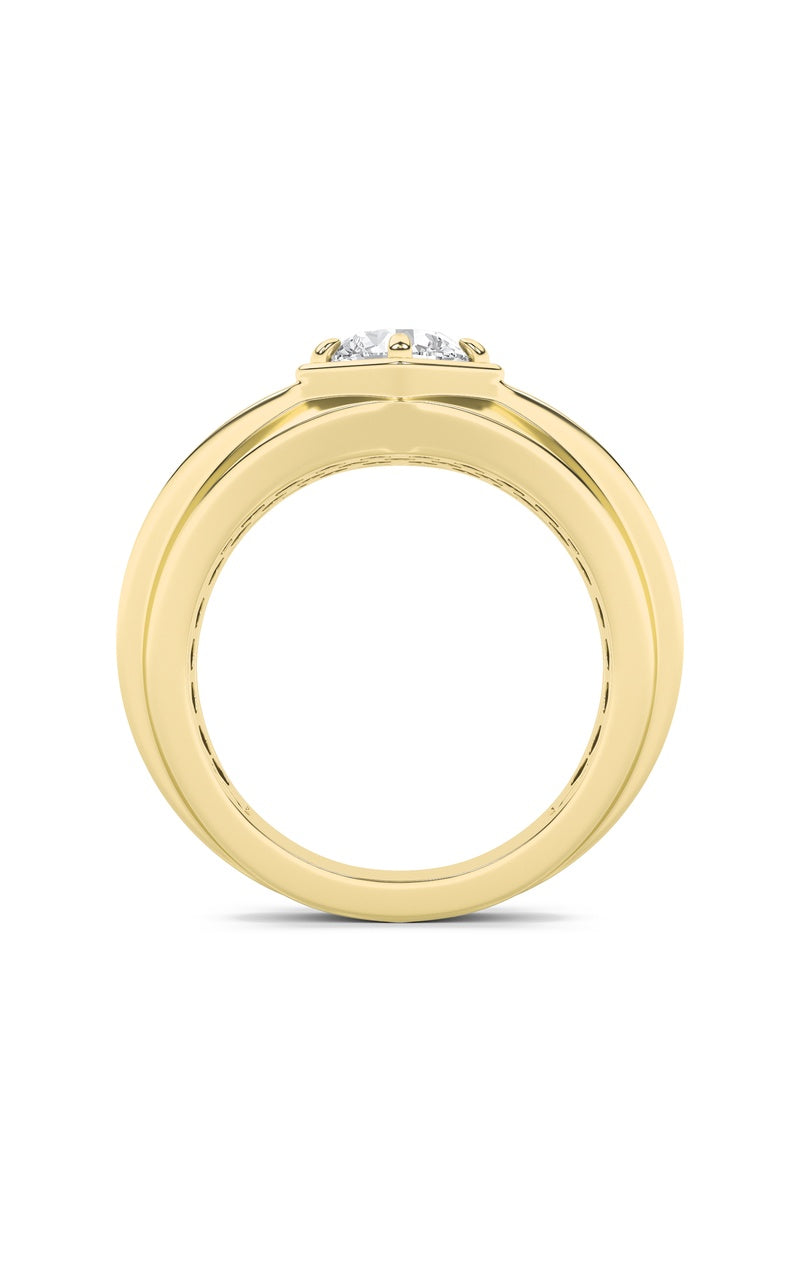 2Cttw Round Shaped Lab Grown Diamond (F/VS) Mens Ring in 14K  Yellow Gold