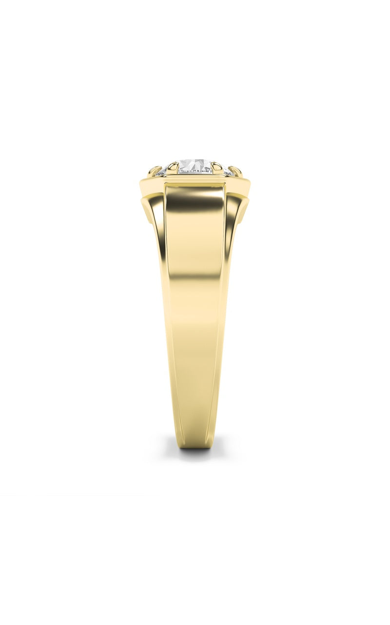 2Cttw Round Shaped Lab Grown Diamond (F/VS) Mens Ring in 14K Gold