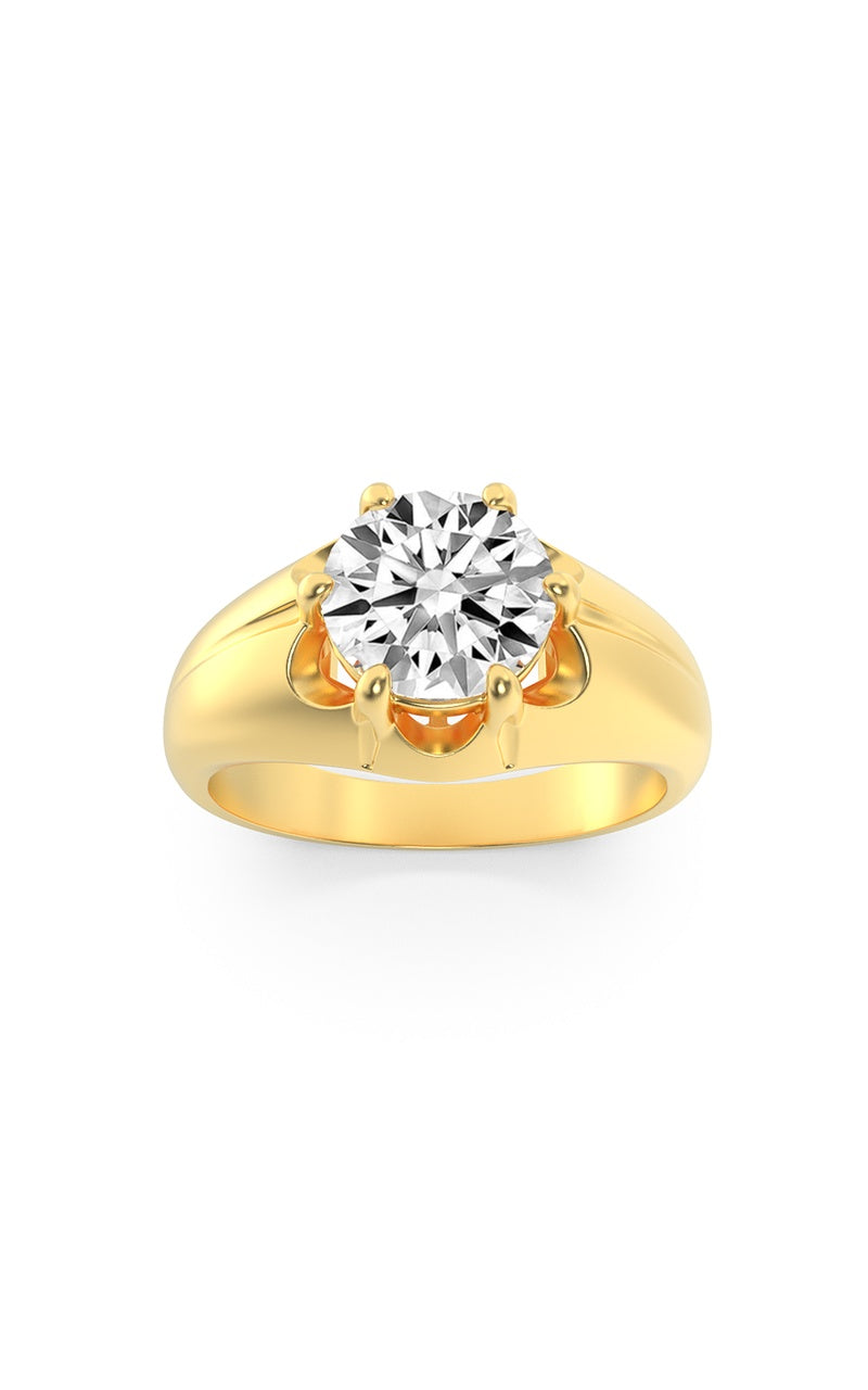 2Cttw Round Shaped Lab Grown Diamond (F/VS) Mens Ring in 14K Gold