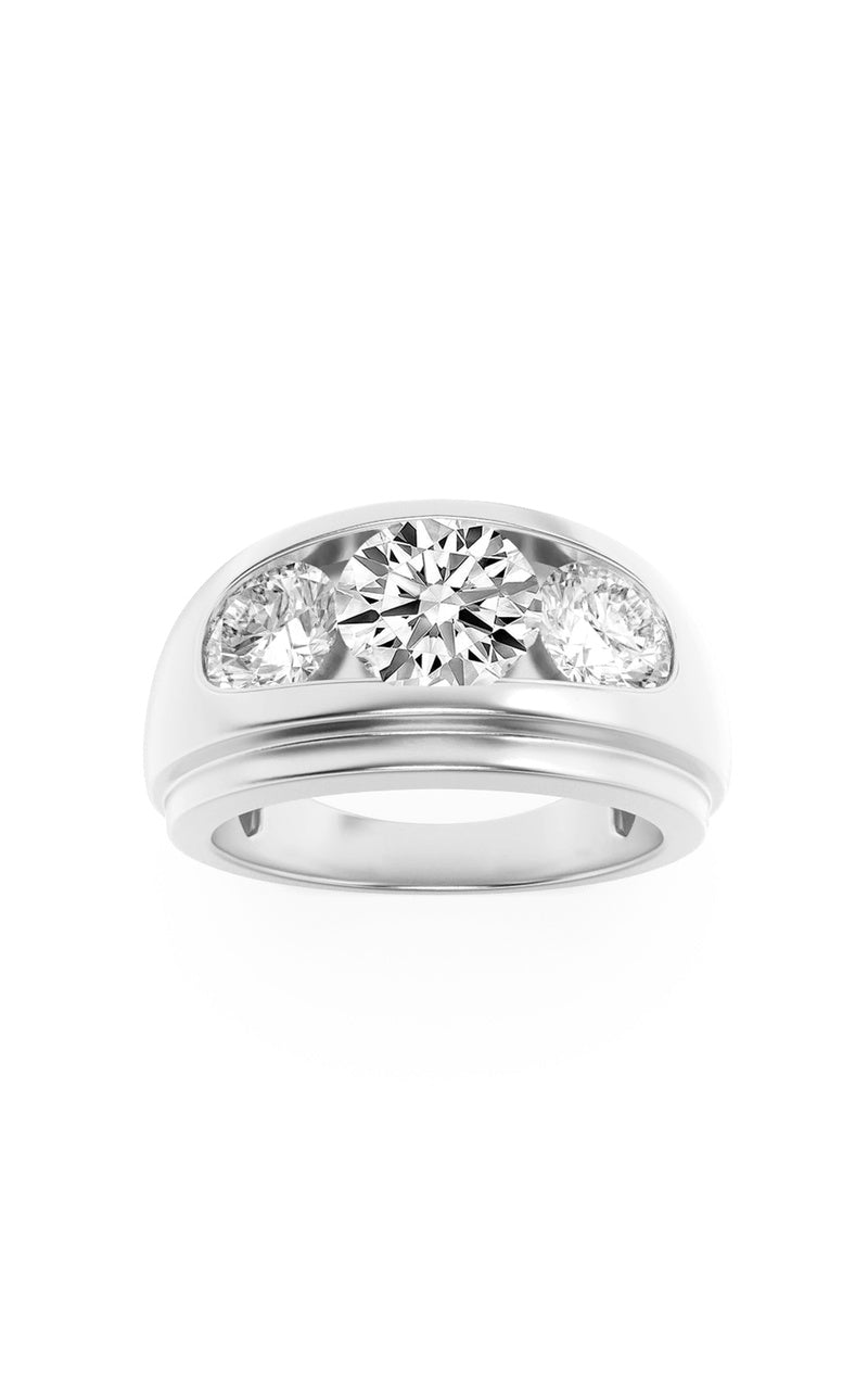 3Cttw Round Shaped Lab Grown Diamond (F/VS) Mens Ring in 14K  Yellow Gold