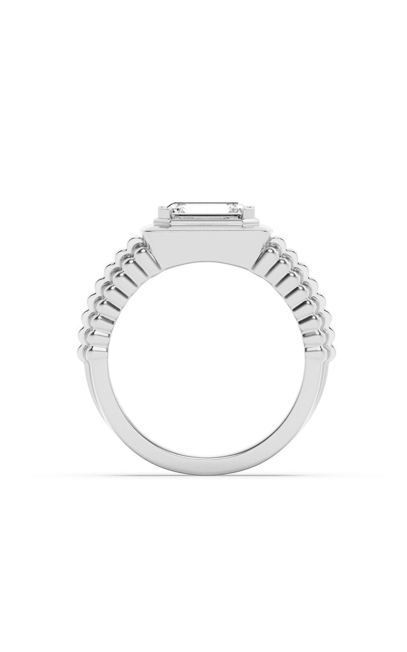 2.5Cttw Emerald Shaped Lab Grown Diamond (F/VS) Mens Ring in 14K Gold