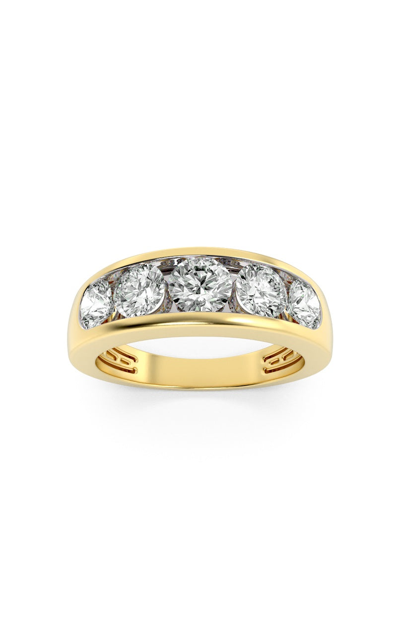 2Cttw Round Shaped Lab Grown Diamond (F/VS) Mens Ring in 14K Gold