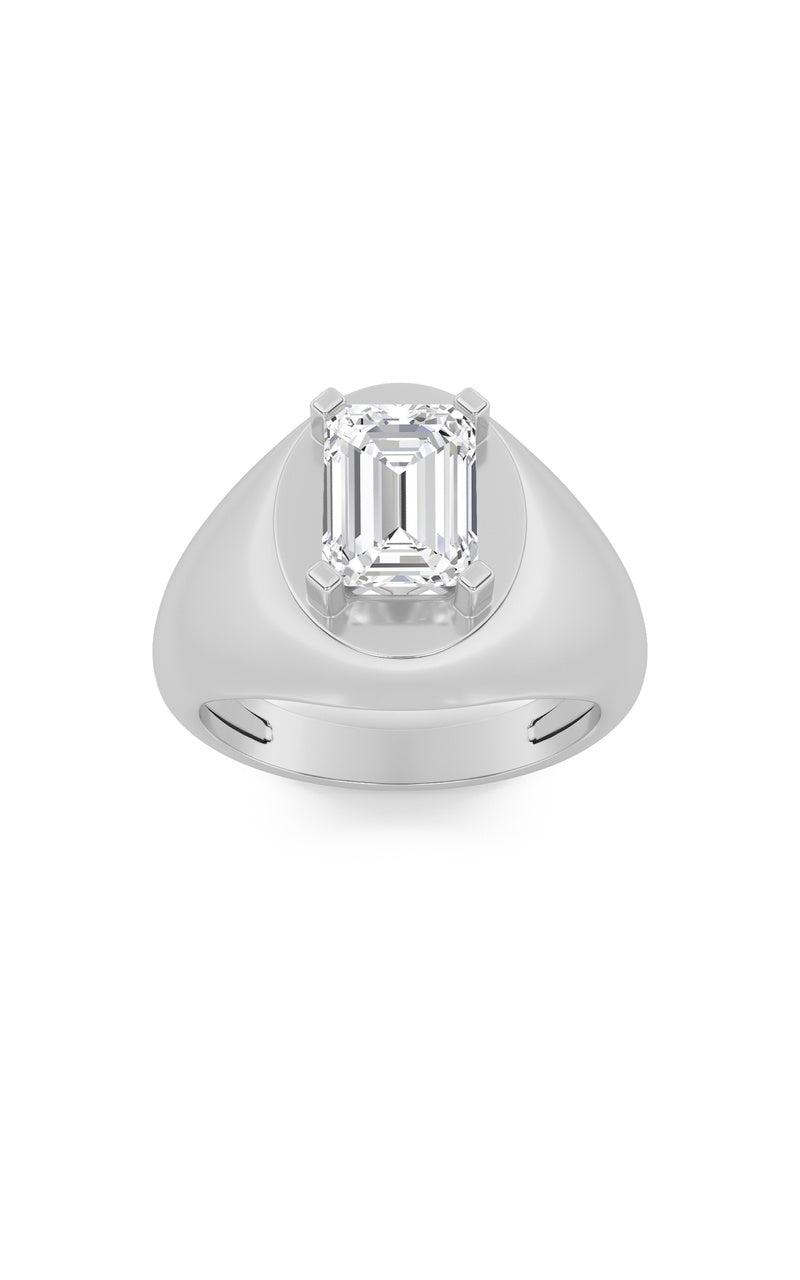 3Cttw Emerald Shaped Lab Grown Diamond (F/VS) Mens Ring in 14K Gold