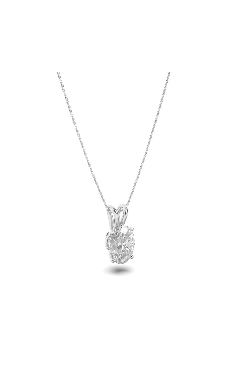 2Cttw Oval Shaped Lab Grown Diamond (F/VS) Split Bale Solitaire Pendant in 14K Gold