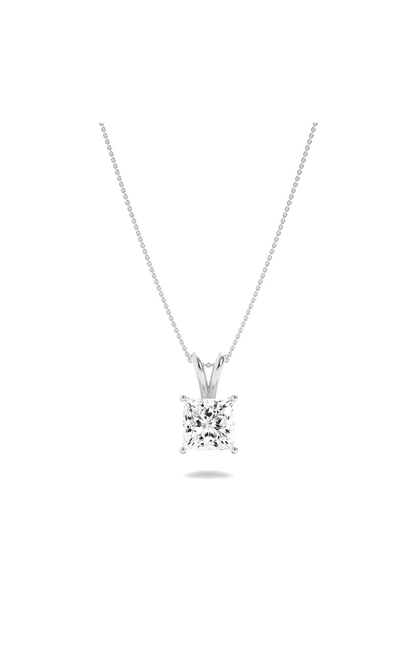 2Cttw Princess Shaped Lab Grown Diamond (F/VS) Split Bale Solitaire Pendant in 14K Gold