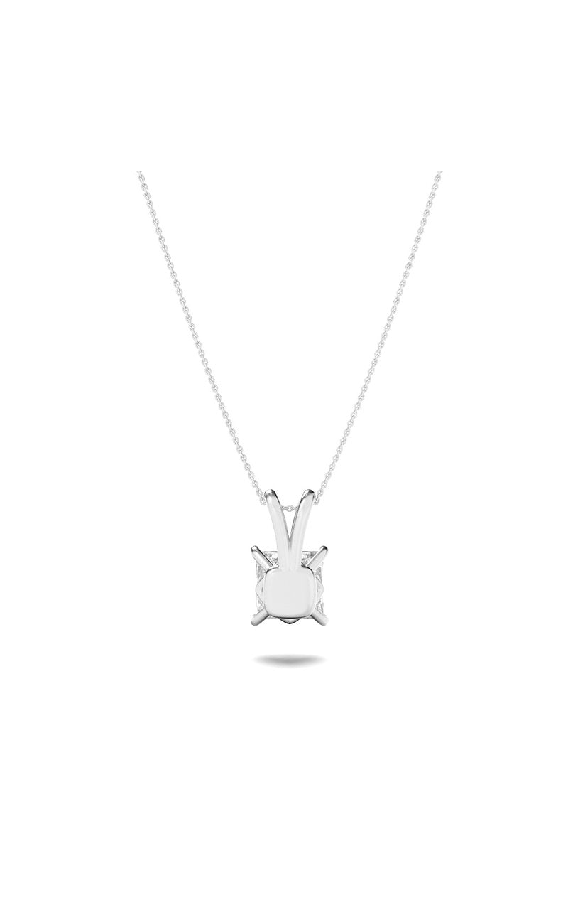 2Cttw Princess Shaped Lab Grown Diamond (F/VS) Split Bale Solitaire Pendant in 14K Gold