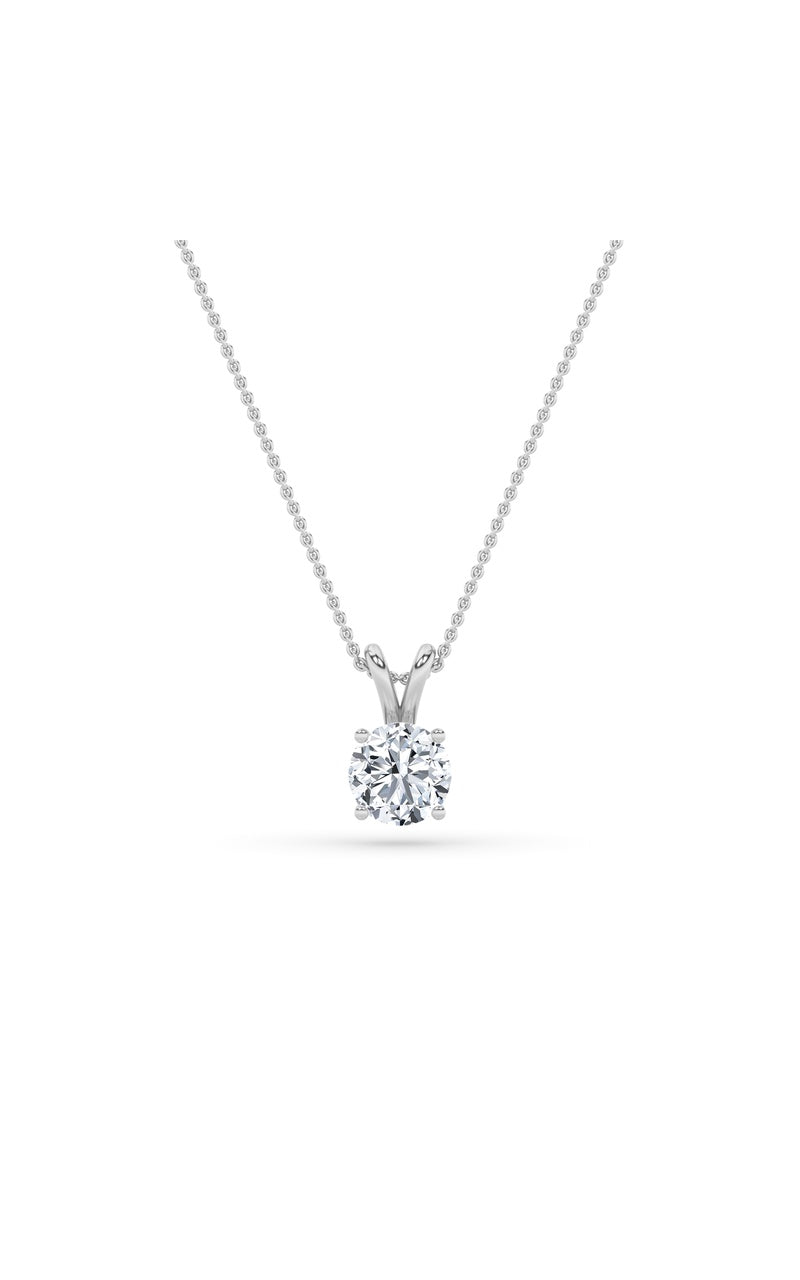 2Cttw Round Shaped Lab Grown Diamond (F/VS) Split Bale Solitaire Pendant in 14K Gold