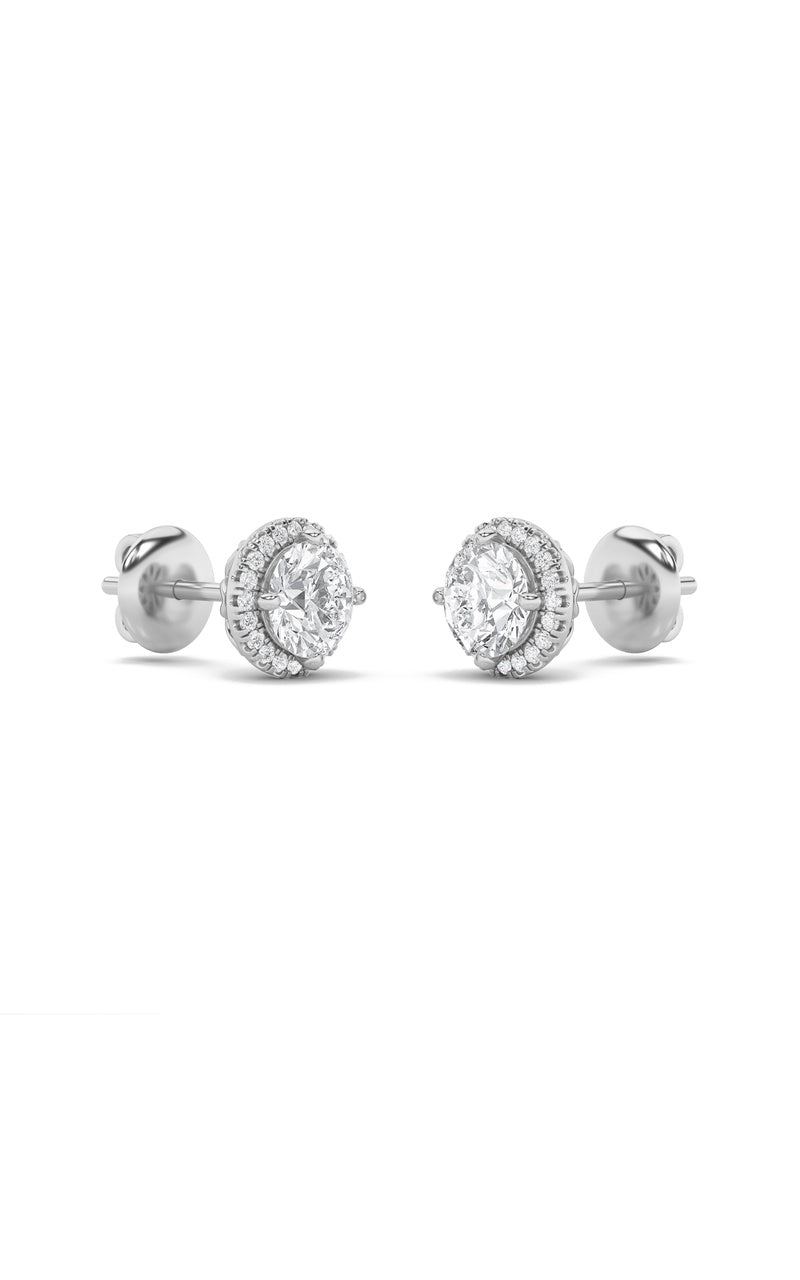 2Cttw Round Shaped Lab Grown Diamond (F/VS) Halo Stud Earrings in 14K Gold
