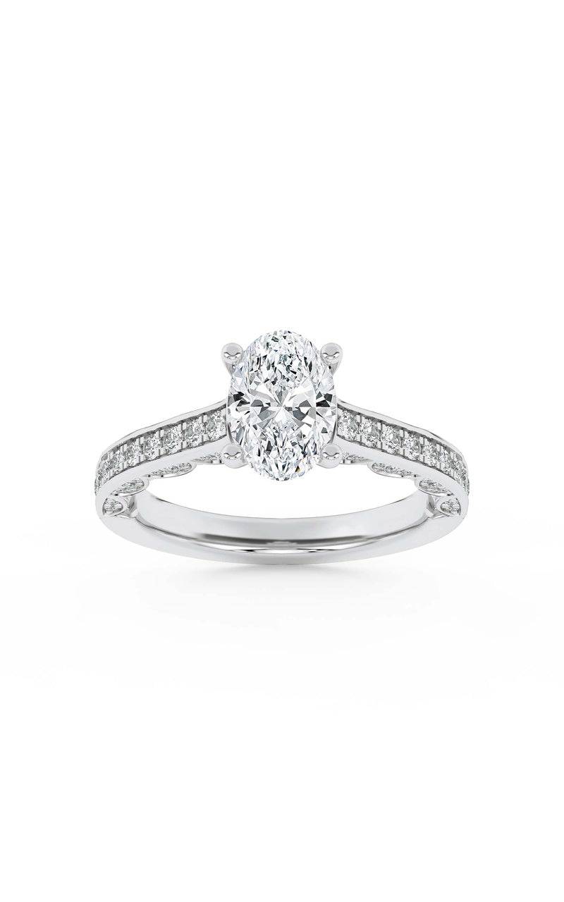 2.5Cttw Elongated Cushion Shaped Lab Grown Diamond (F/VS) Accented Engagement Ring in 14K Gold