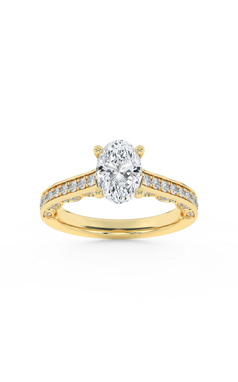 2.5Cttw Elongated Cushion Shaped Lab Grown Diamond (F/VS) Accented Engagement Ring in 14K Gold
