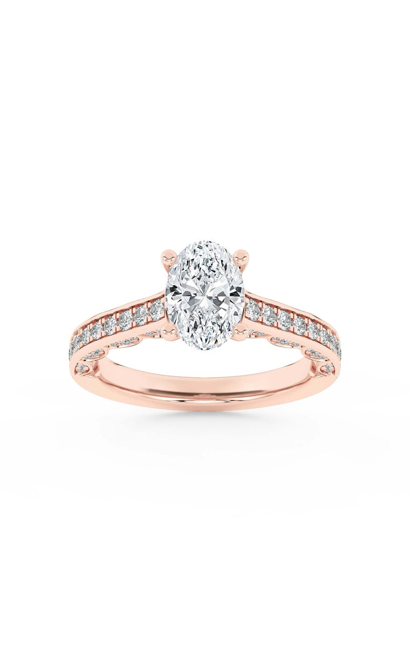 2.5Cttw Elongated Cushion Shaped Lab Grown Diamond (F/VS) Accented Engagement Ring in 14K Gold