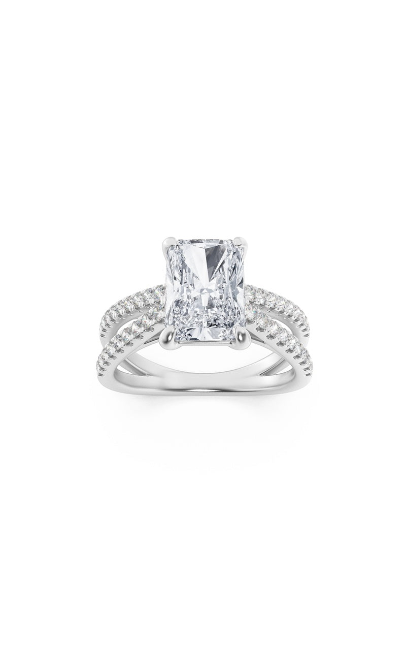 2Cttw Radiant Shaped Lab Grown Diamond (F/VS)  Ring in 14K Gold