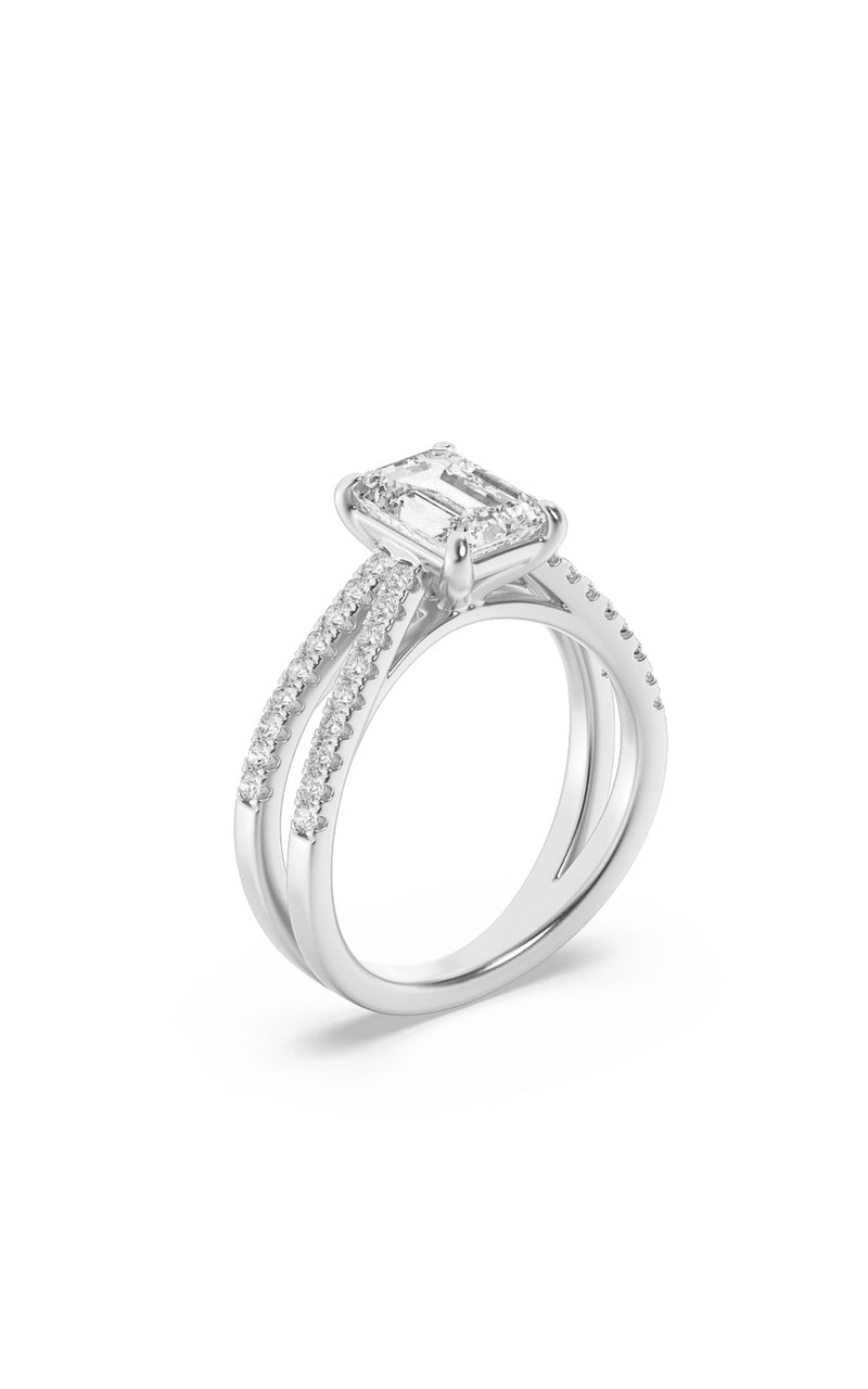 2Cttw Radiant Shaped Lab Grown Diamond (F/VS)  Ring in 14K Gold