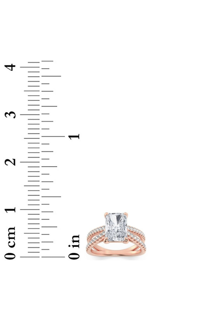 2Cttw Radiant Shaped Lab Grown Diamond (F/VS)  Ring in 14K Gold