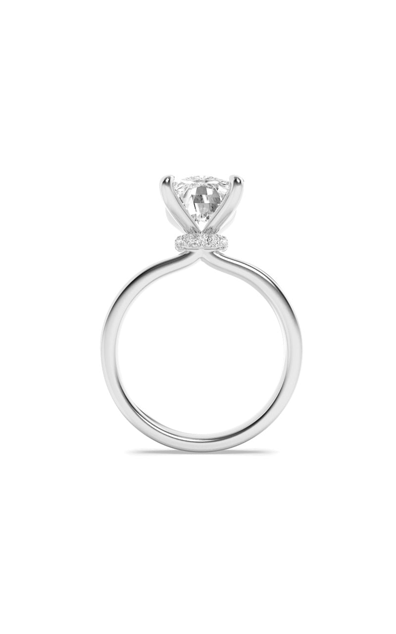 2Cttw Elongated Cushion Shaped Lab Grown Diamond (F/VS) Hidden Halo Plain Shank Engagement Ring in 14K Gold