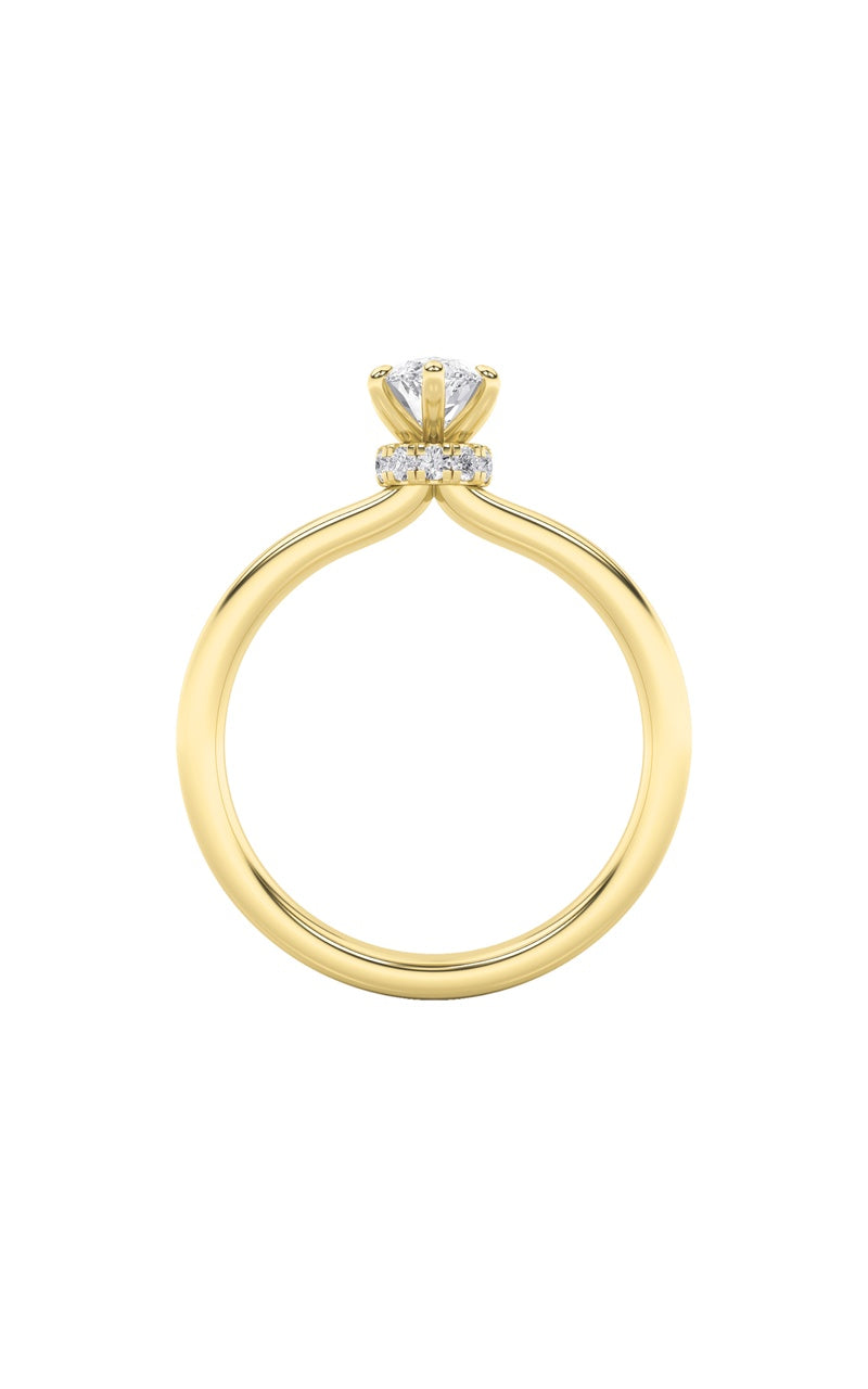 3Cttw Marquise Shaped Lab Grown Diamond (F/VS) Hidden Halo Plain Shank Engagement Ring in 14K Gold