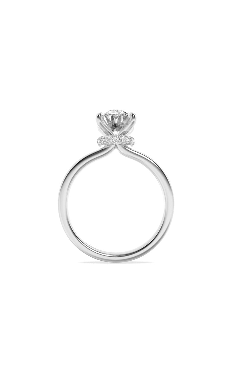 2Cttw Oval Shaped Lab Grown Diamond (F/VS) Hidden Halo Plain Shank Engagement Ring in 14K Gold