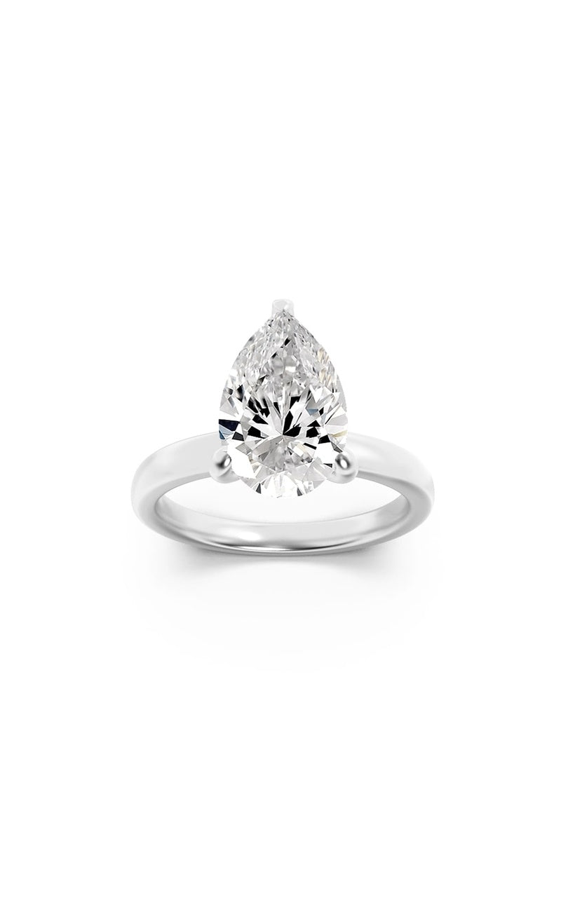 2Cttw Pear Shaped Lab Grown Diamond (F/VS) Hidden Halo Plain Shank Engagement Ring in 14K Gold