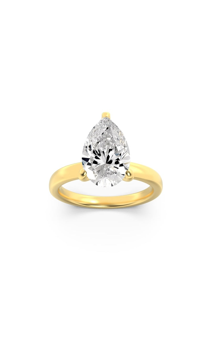2Cttw Pear Shaped Lab Grown Diamond (F/VS) Hidden Halo Plain Shank Engagement Ring in 14K Gold