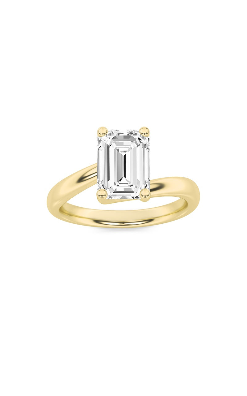 1Cttw Elongated Cushion Shaped Lab Grown Diamond (F/VS) Bypass Shank Engagement Ring in 14K Gold