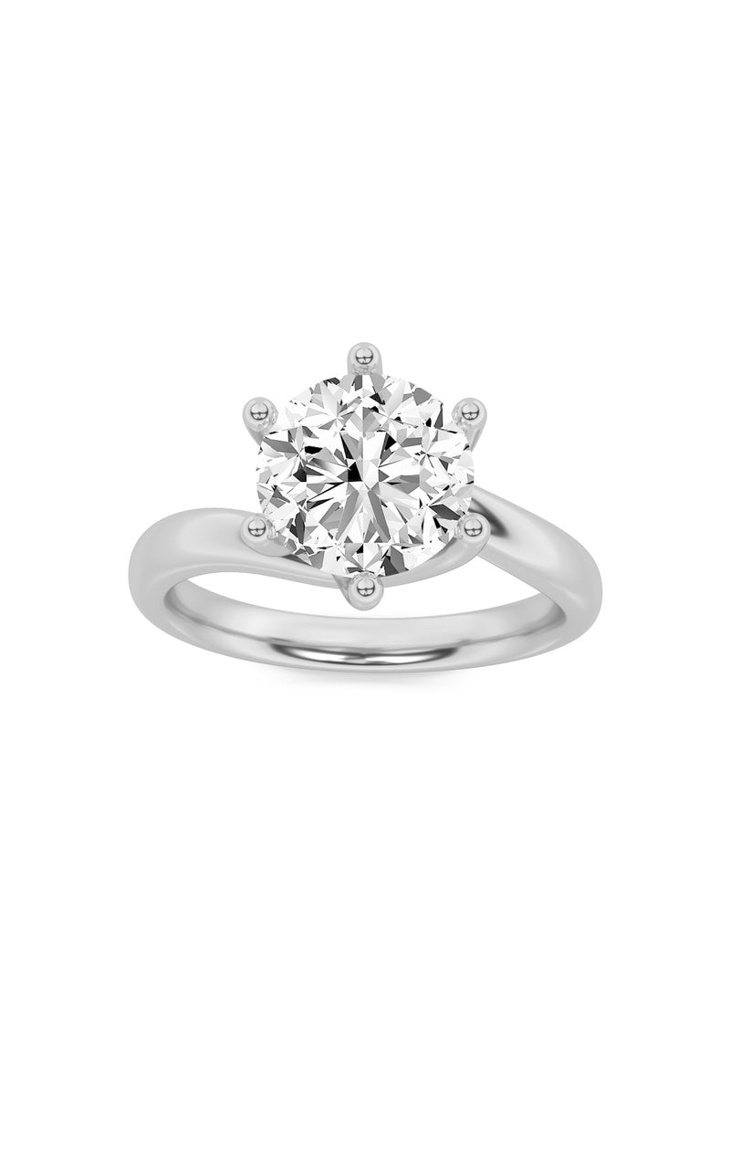 1Cttw Round Shaped Lab Grown Diamond (F/VS) Bypass Shank Engagement Ring in 14K Gold