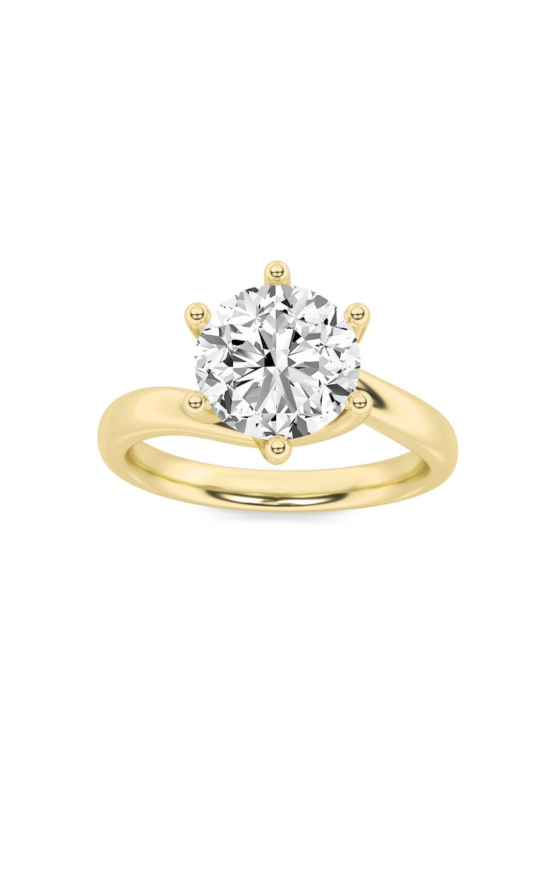 1Cttw Round Shaped Lab Grown Diamond (F/VS) Bypass Shank Engagement Ring in 14K Gold