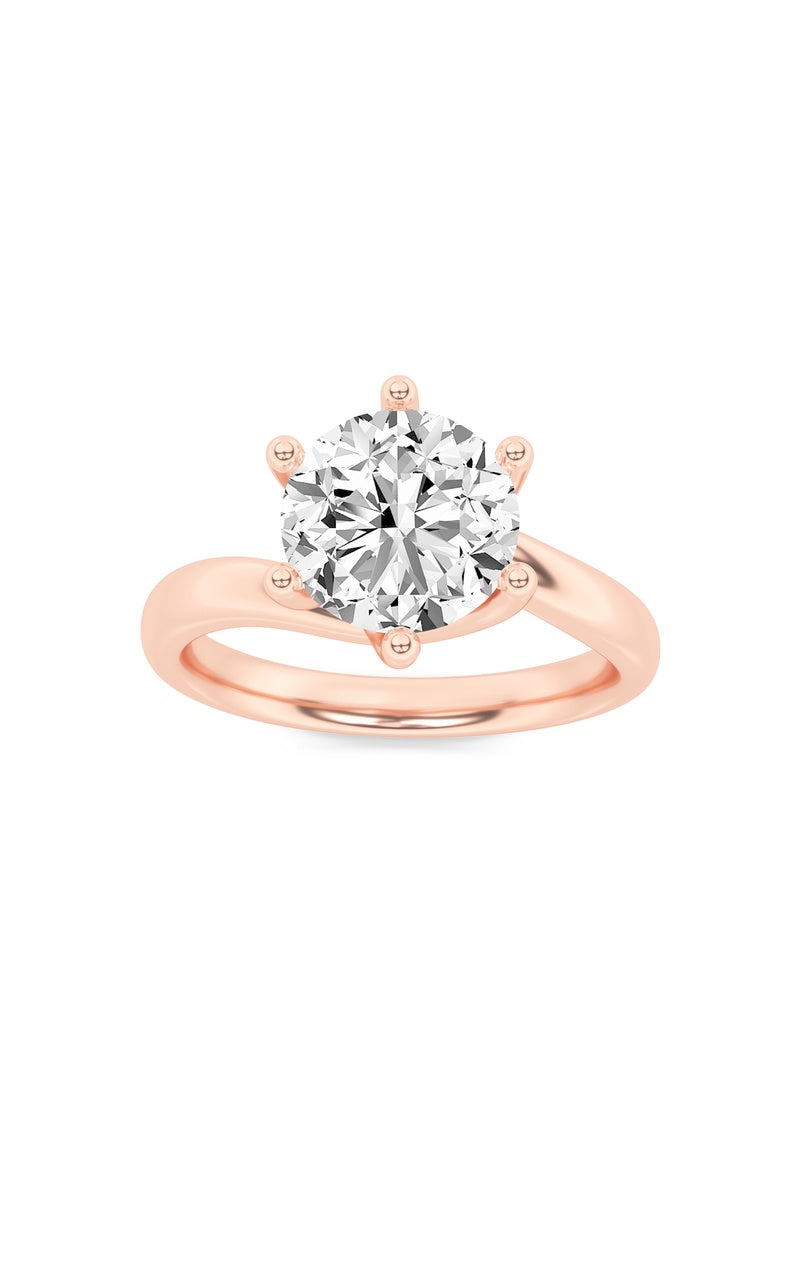 1Cttw Round Shaped Lab Grown Diamond (F/VS) Bypass Shank Engagement Ring in 14K Gold