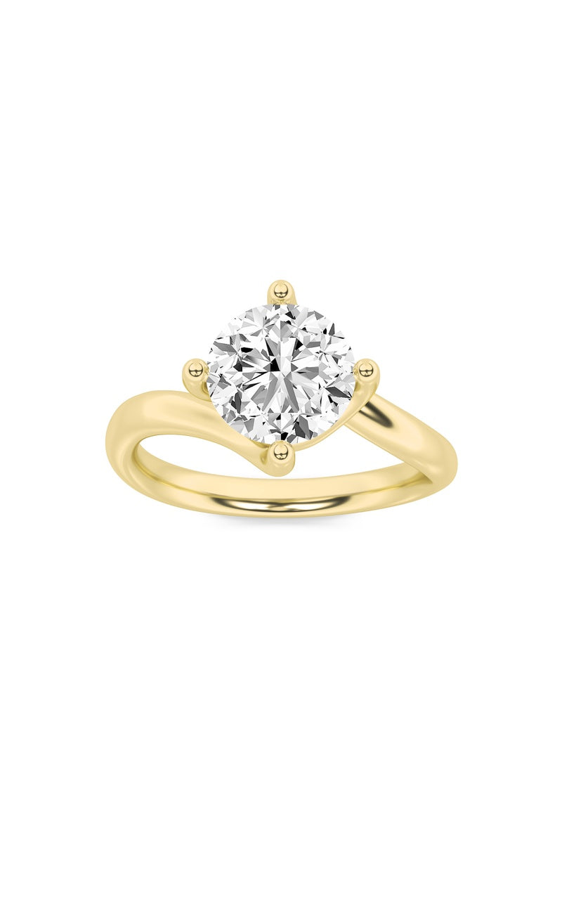 1Cttw Round Shaped Lab Grown Diamond (F/VS) Bypass Shank Engagement Ring in 14K Gold
