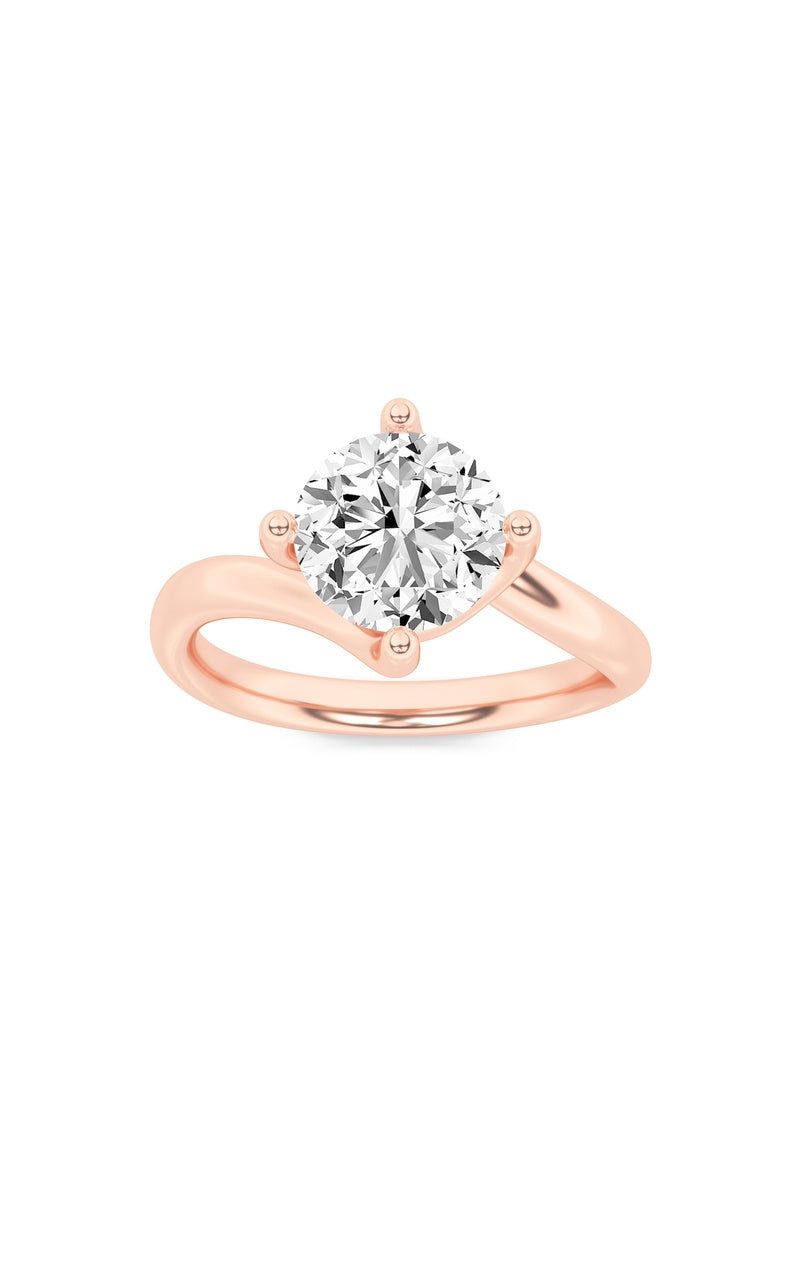1Cttw Round Shaped Lab Grown Diamond (F/VS) Bypass Shank Engagement Ring in 14K Gold