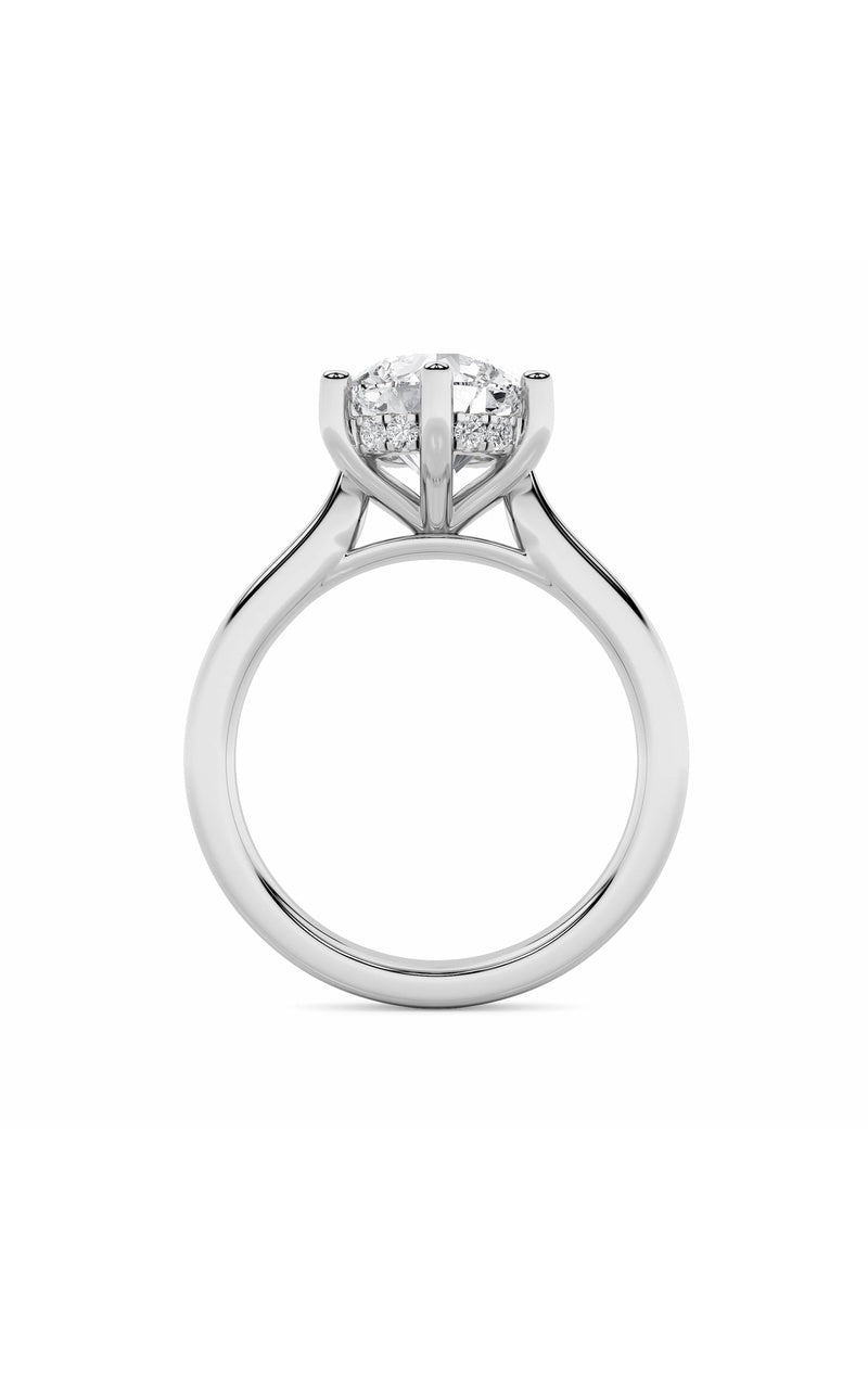 2Cttw Round Shaped Lab Grown Diamond (F/VS) Hidden Halo Cathedral Shank Engagement Ring in 14K Gold