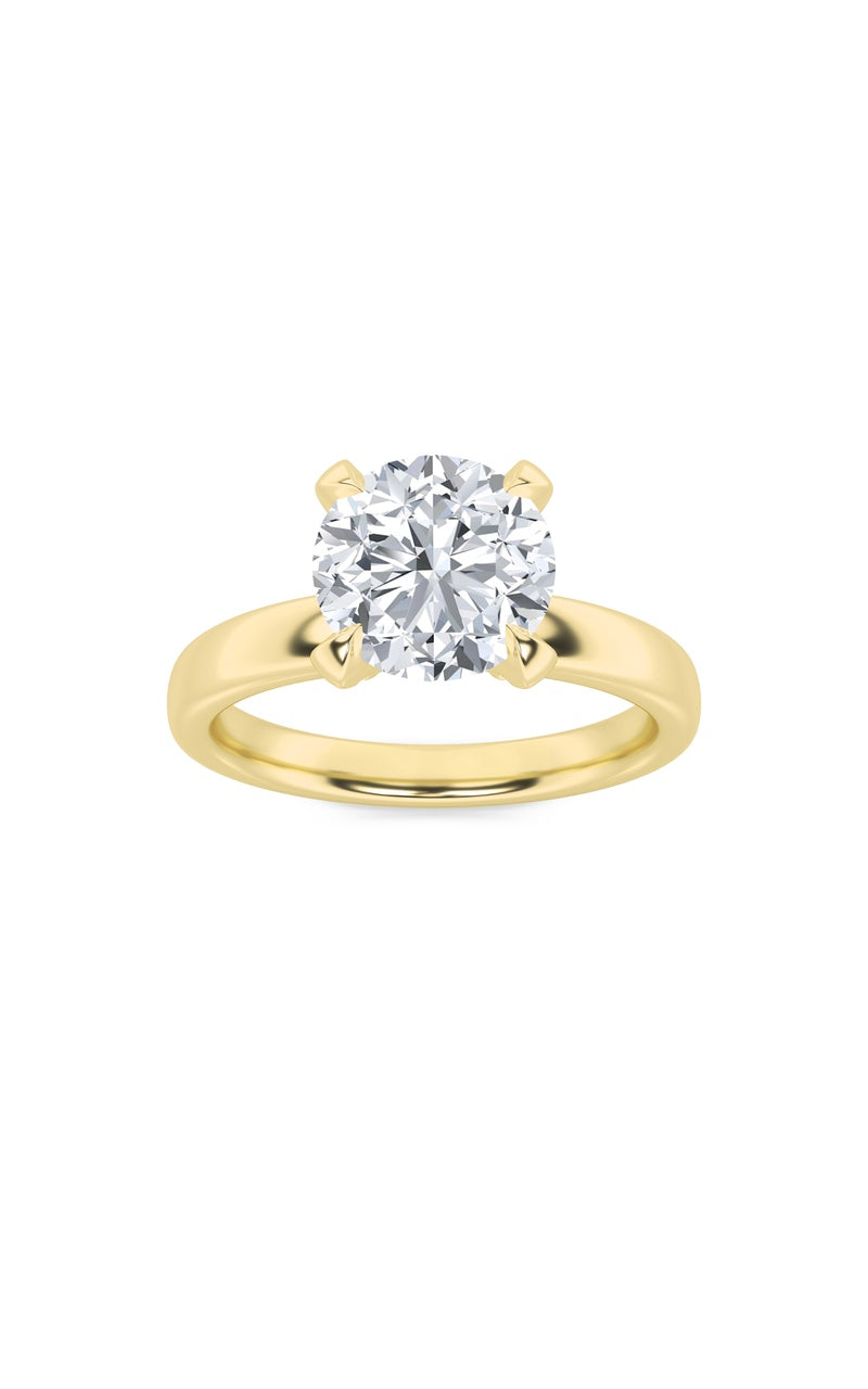 2Cttw Round Shaped Lab Grown Diamond (F/VS) Hidden Halo Petite Shank  Ring in 14K Gold