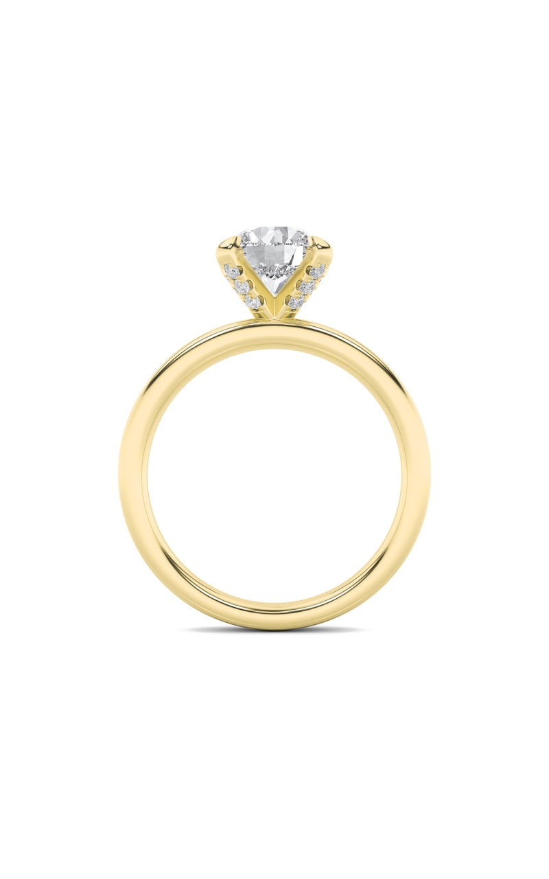 2Cttw Round Shaped Lab Grown Diamond (F/VS) Hidden Halo Petite Shank  Ring in 14K Gold