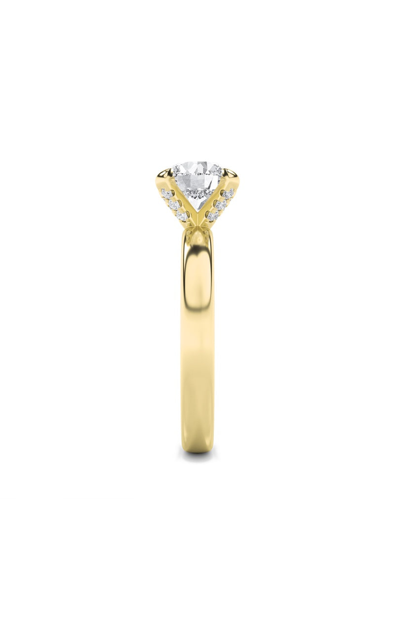2Cttw Round Shaped Lab Grown Diamond (F/VS) Hidden Halo Petite Shank  Ring in 14K Gold