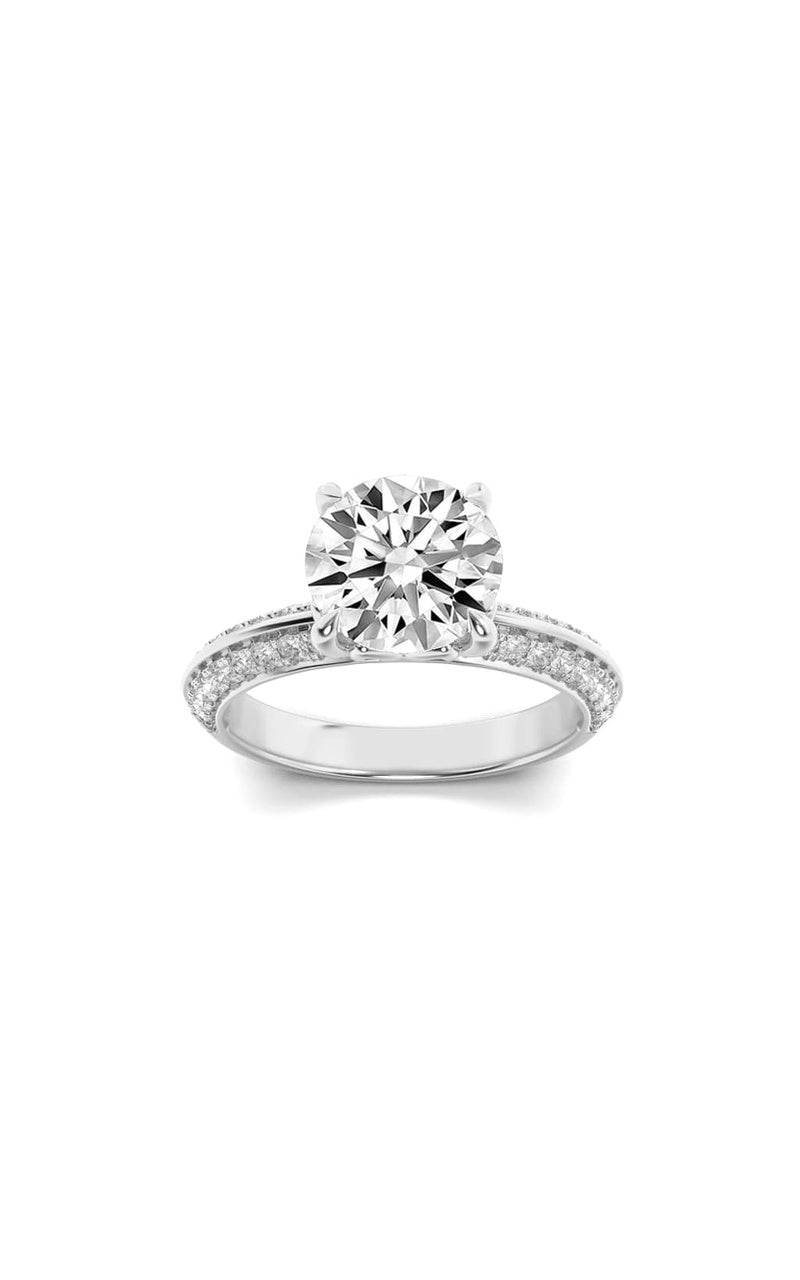 2Cttw Round Shaped Lab Grown Diamond (F/VS) Micro Pave Knife Edge Accent Ring in 14K Gold