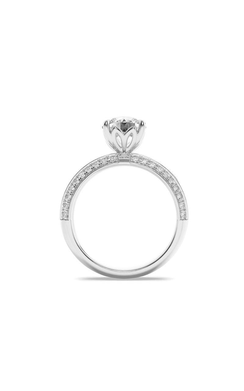 2Cttw Round Shaped Lab Grown Diamond (F/VS) Micro Pave Knife Edge Accent Ring in 14K Gold