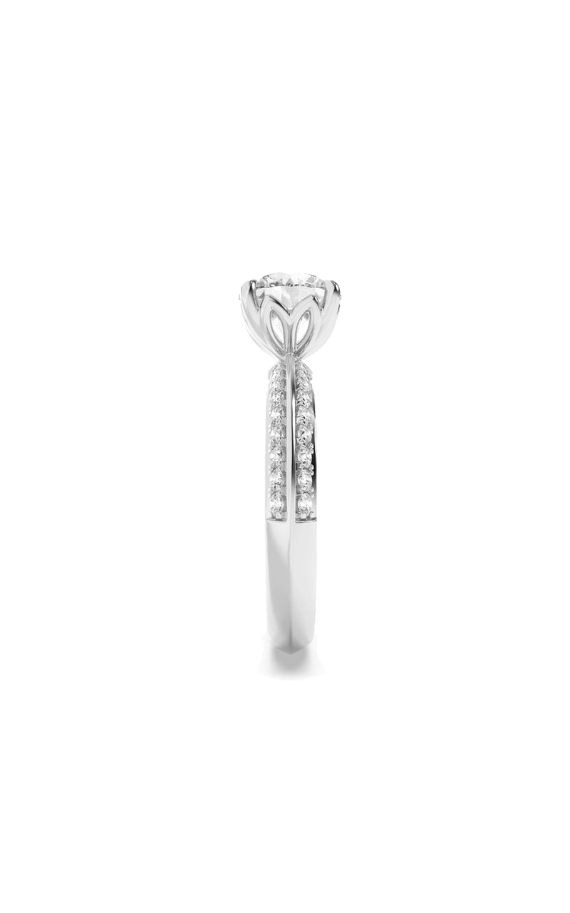 2Cttw Round Shaped Lab Grown Diamond (F/VS) Micro Pave Knife Edge Accent Ring in 14K Gold