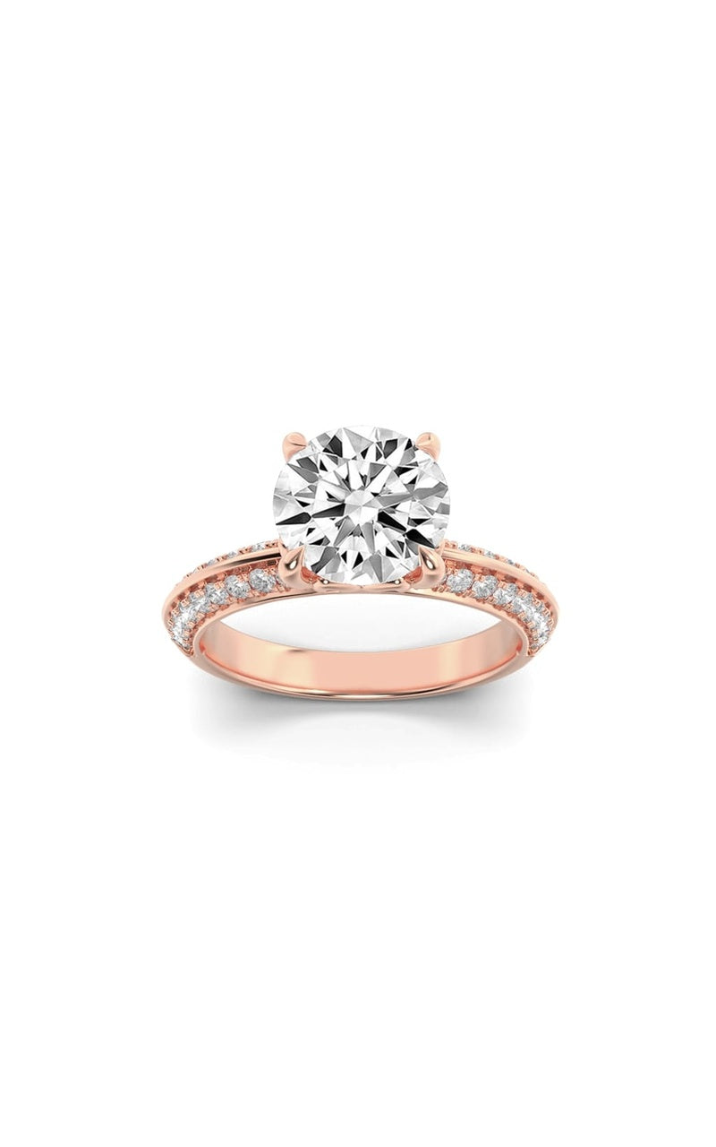 2Cttw Round Shaped Lab Grown Diamond (F/VS) Micro Pave Knife Edge Accent Ring in 14K Gold