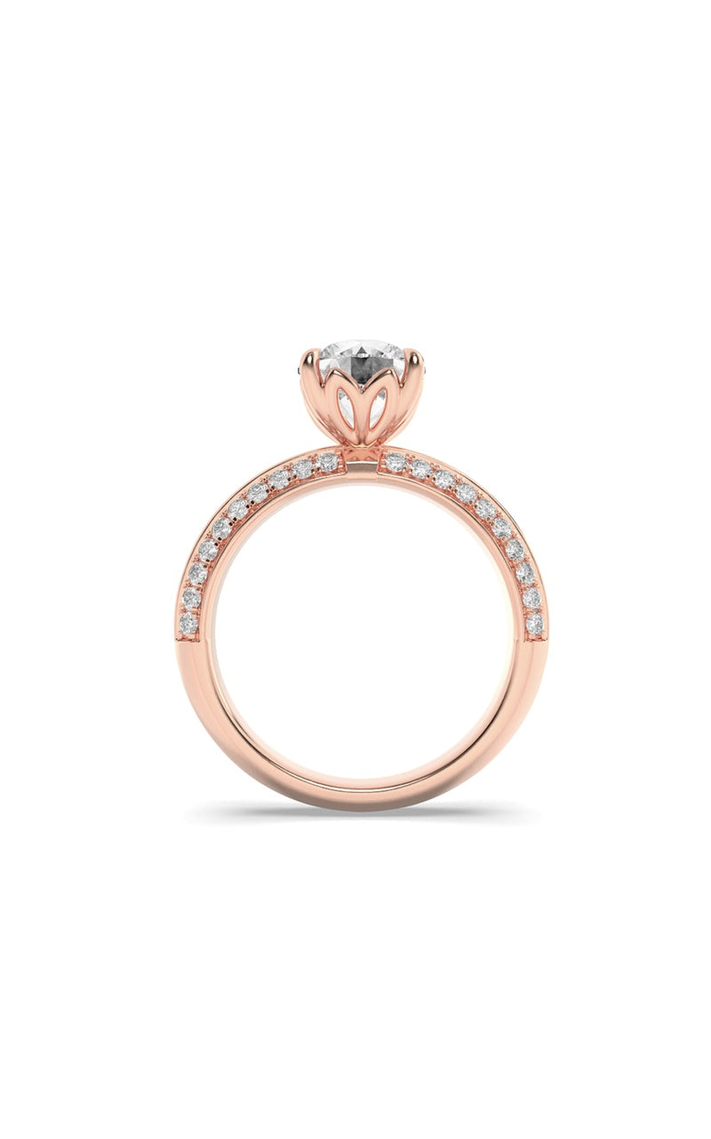 2Cttw Round Shaped Lab Grown Diamond (F/VS) Micro Pave Knife Edge Accent Ring in 14K Gold