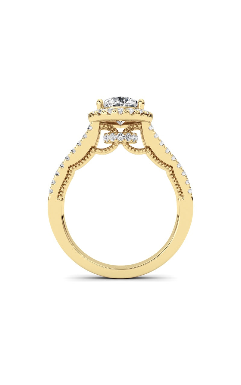 2Cttw Pear Shaped Lab Grown Diamond (F/VS) Split Shank Accented Ring in 14K Gold