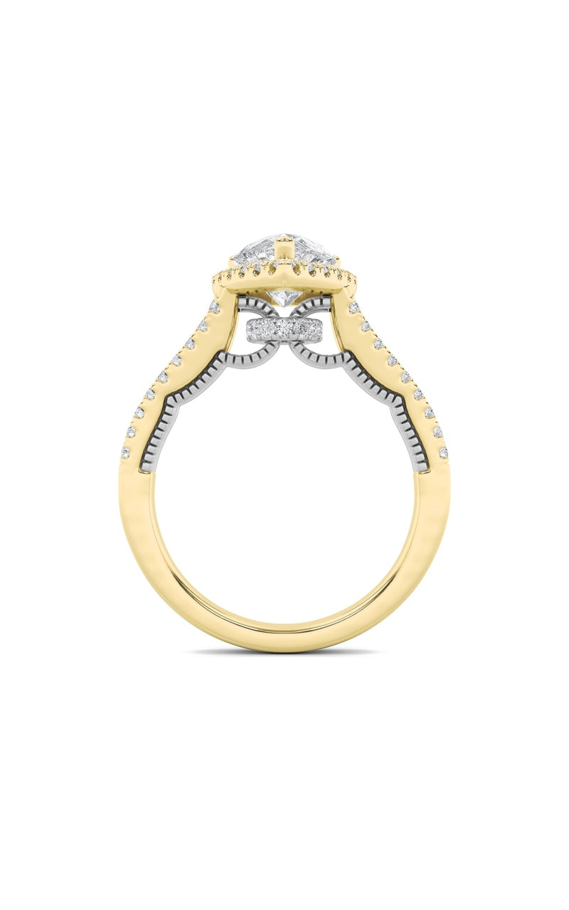 2Cttw Pear Shaped Lab Grown Diamond (F/VS) Split Shank Accented Ring in 14K Gold