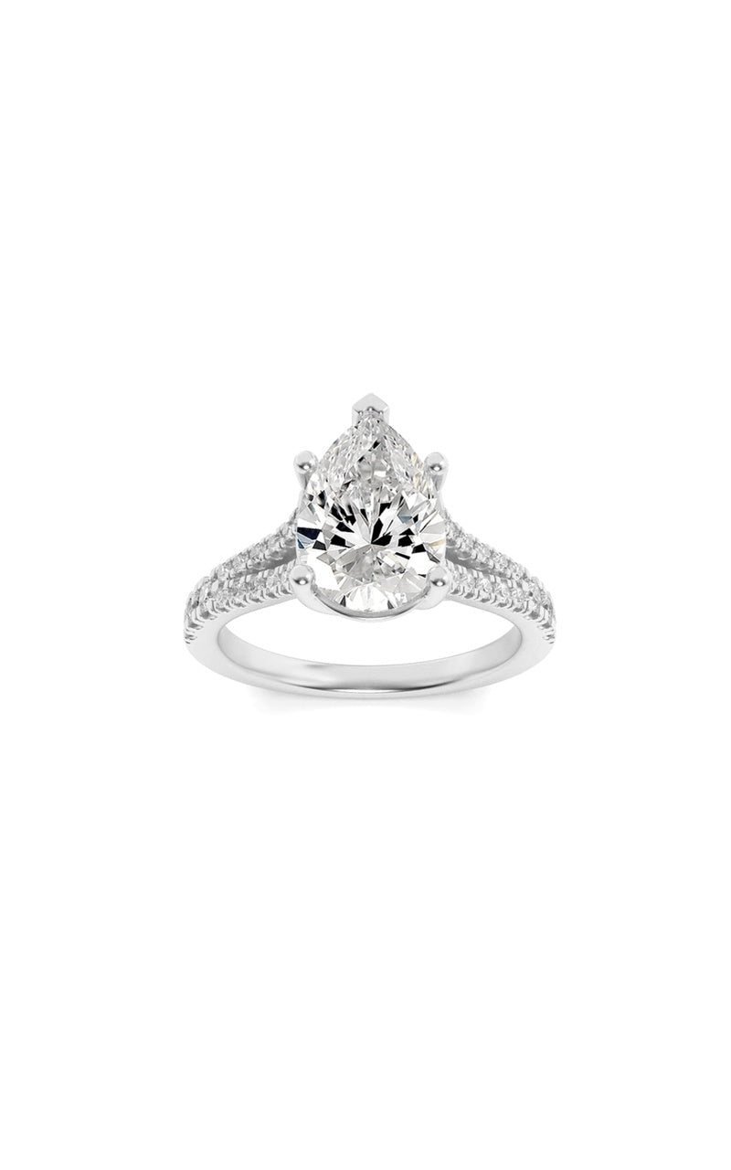 2Cttw Emerald Shaped Lab Grown Diamond (F/VS) Split Shank Trellis Engagement Ring in 14K Gold