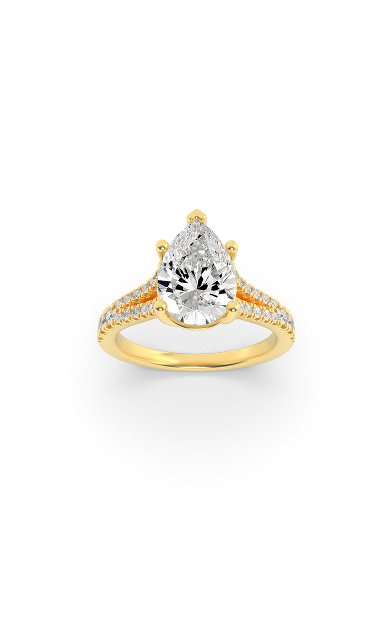 2Cttw Emerald Shaped Lab Grown Diamond (F/VS) Split Shank Trellis Engagement Ring in 14K Gold