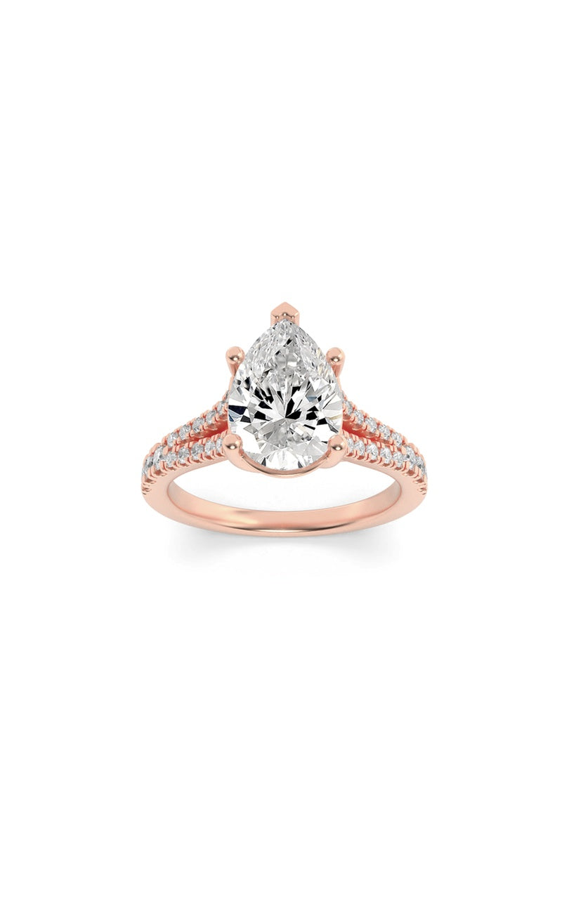 2Cttw Emerald Shaped Lab Grown Diamond (F/VS) Split Shank Trellis Engagement Ring in 14K Gold