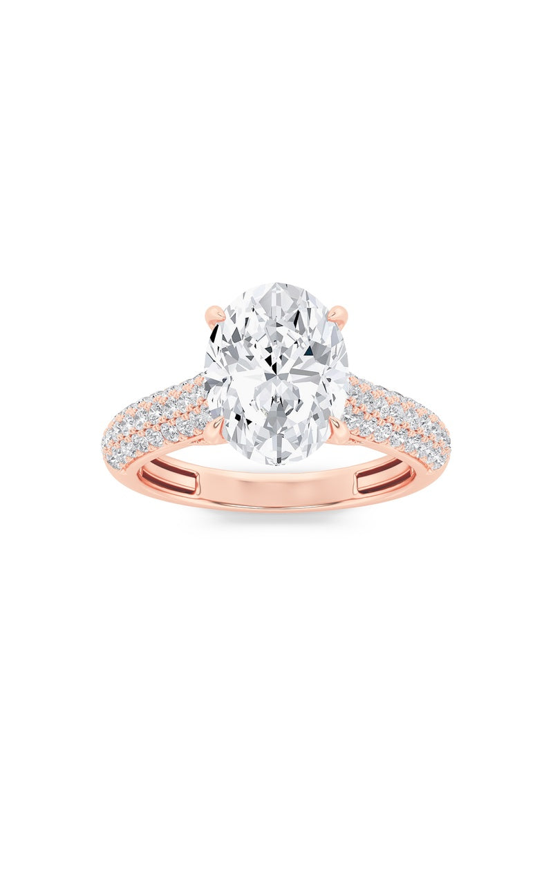 1.5Cttw Oval Shaped Lab Grown Diamond (F/VS) Hidden Halo Accented Engagement Ring in 14K Gold