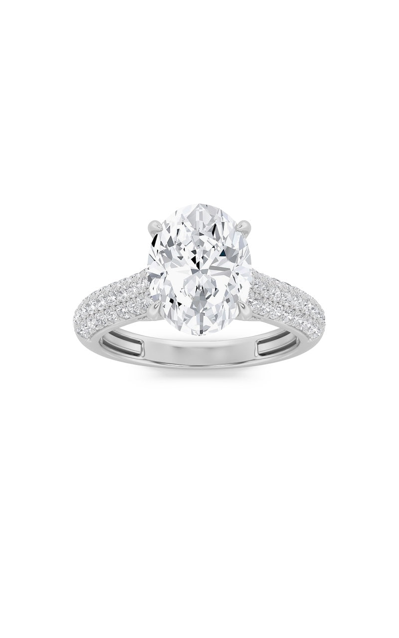 2.5Cttw Oval Shaped Lab Grown Diamond (F/VS) Hidden Halo Accented Engagement Ring in 14K Gold