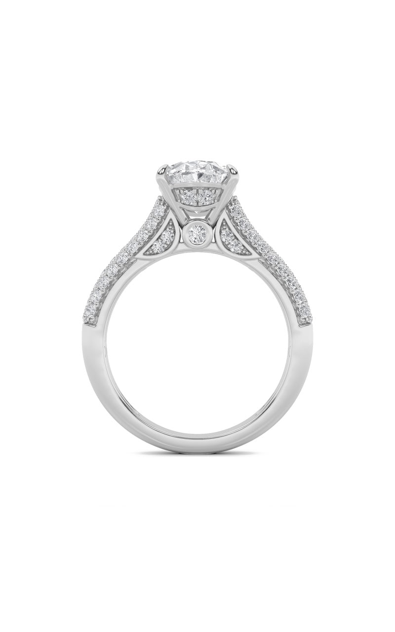 2.5Cttw Oval Shaped Lab Grown Diamond (F/VS) Hidden Halo Accented Engagement Ring in 14K Gold