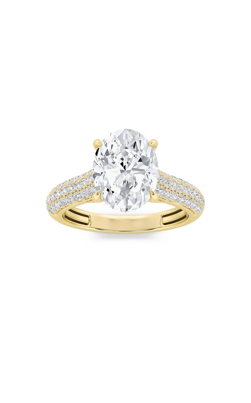 2.5Cttw Oval Shaped Lab Grown Diamond (F/VS) Hidden Halo Accented Engagement Ring in 14K Gold