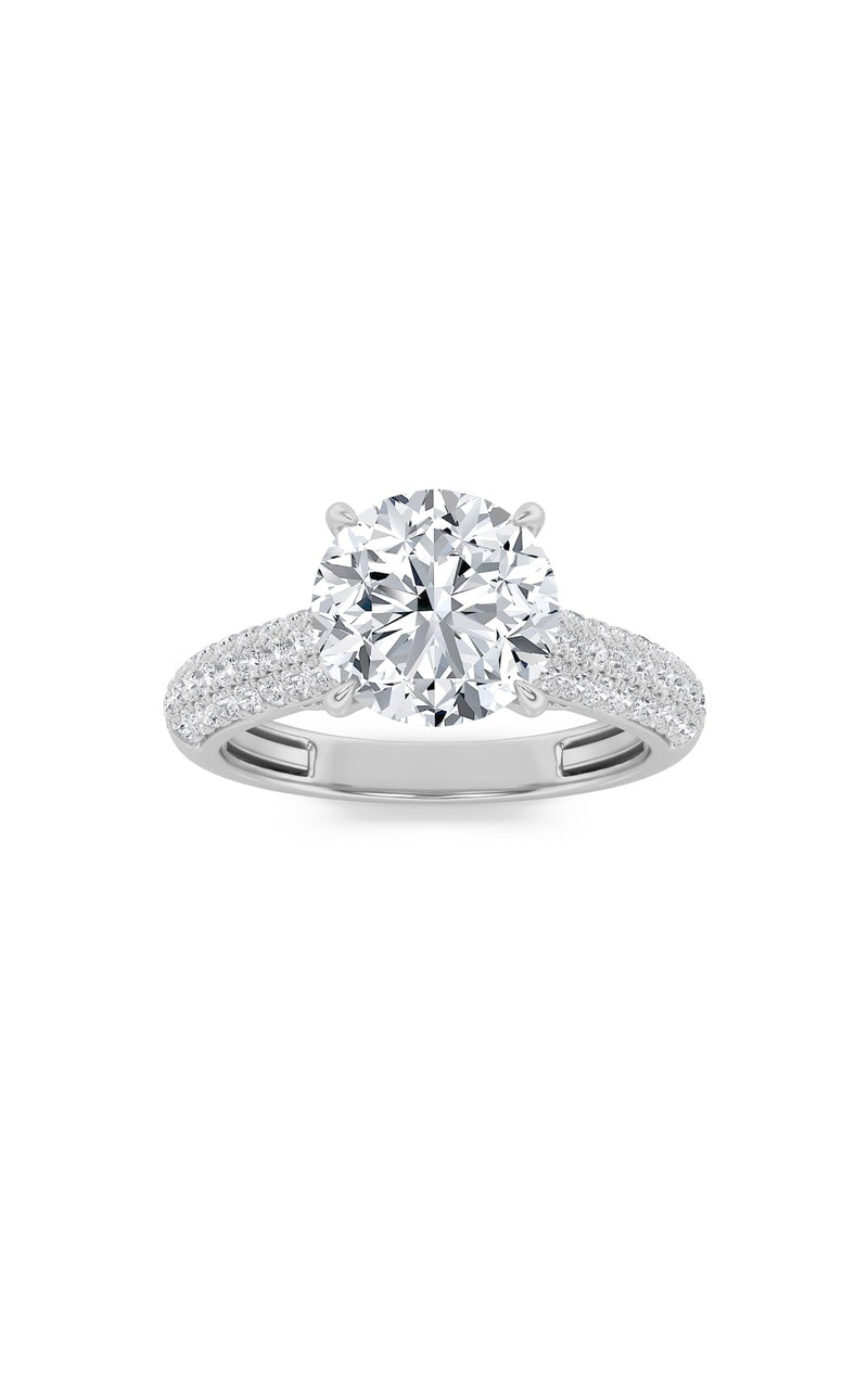 2.5Cttw Round Shaped Lab Grown Diamond (F/VS) Hidden Halo Accented Engagement Ring in 14K Gold
