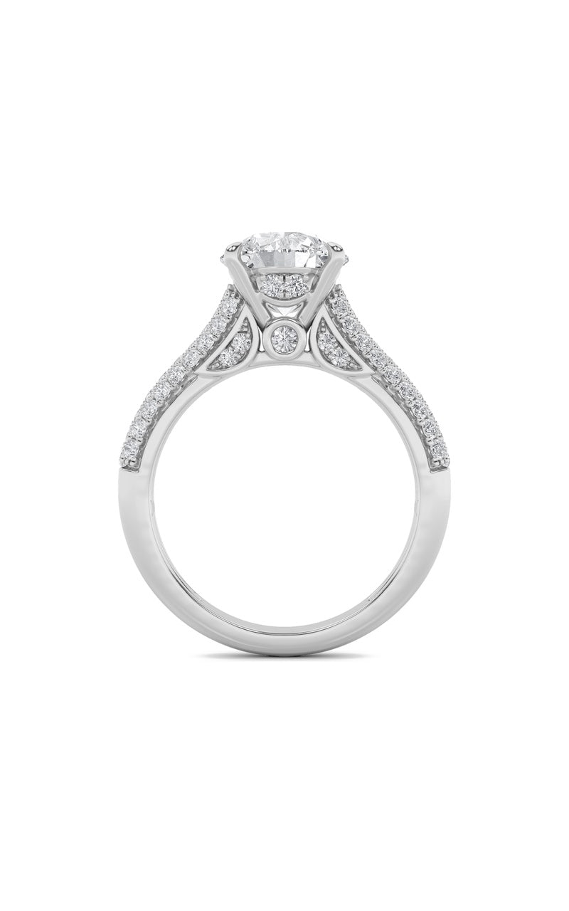 2.5Cttw Round Shaped Lab Grown Diamond (F/VS) Hidden Halo Accented Engagement Ring in 14K Gold